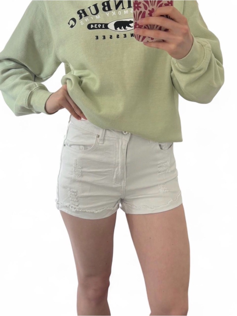 SHEIN white denim shorts